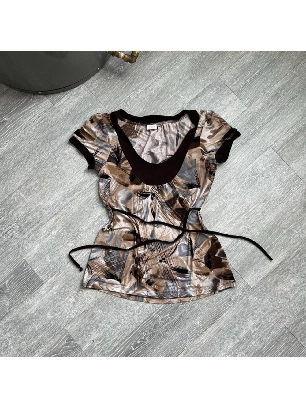 Black / Cream / Brown Vintage Suzy Shier Y2K Graphic Top / Shirt